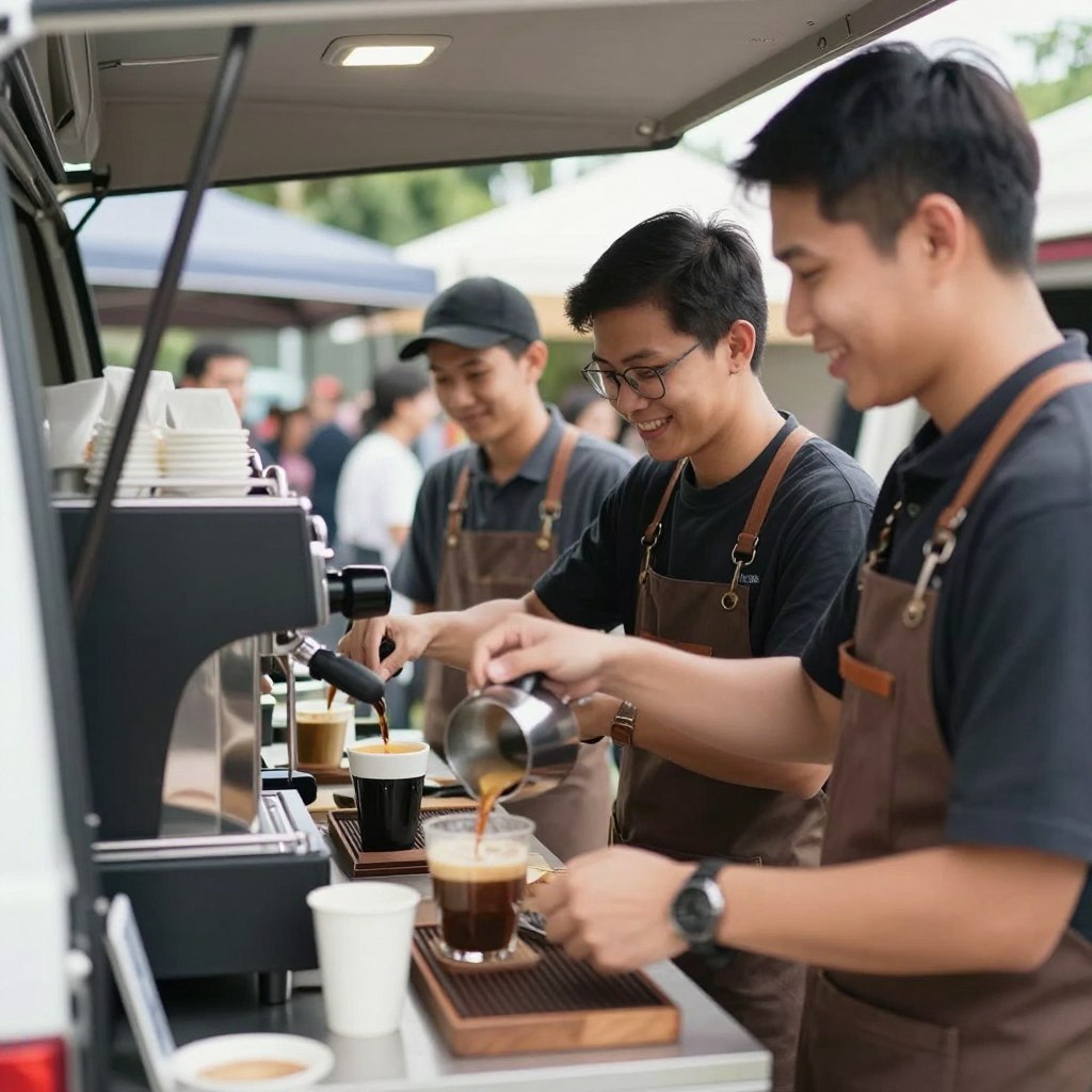 ทีมบาริสต้ามืออาชีพสำหรับบริการกาแฟสดนอกสถานที่ ทีมบาริสต้ามืออาชีพสำหรับบริการกาแฟสดนอกสถานที่
